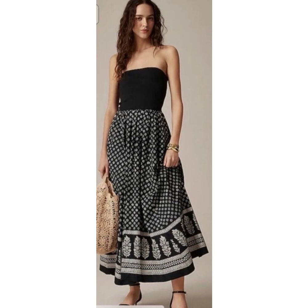 NWT J. Crew Factory Black and White Strapless Mixy Dress